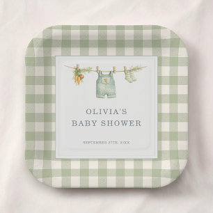 Gingham Locally Grown Baby Shower Party Paper Plates