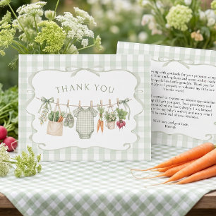 Gingham Locally Grown Baby Shower Thank You Card