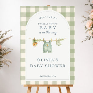 Gingham Locally Grown Baby Shower Welcome Foam Board