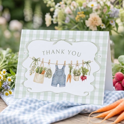 Gingham Locally Grown Boy Baby Shower Thank You
