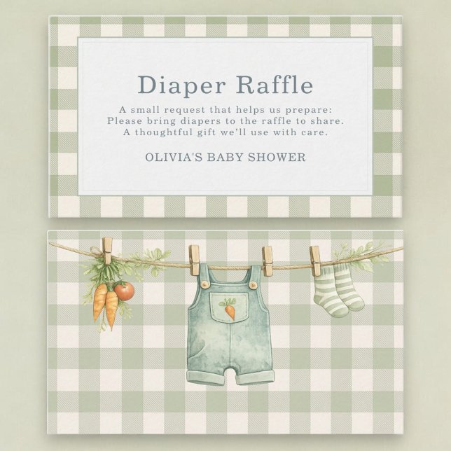 Gingham Locally Grown Diaper Raffle Enclosure Card (Creator Uploaded)