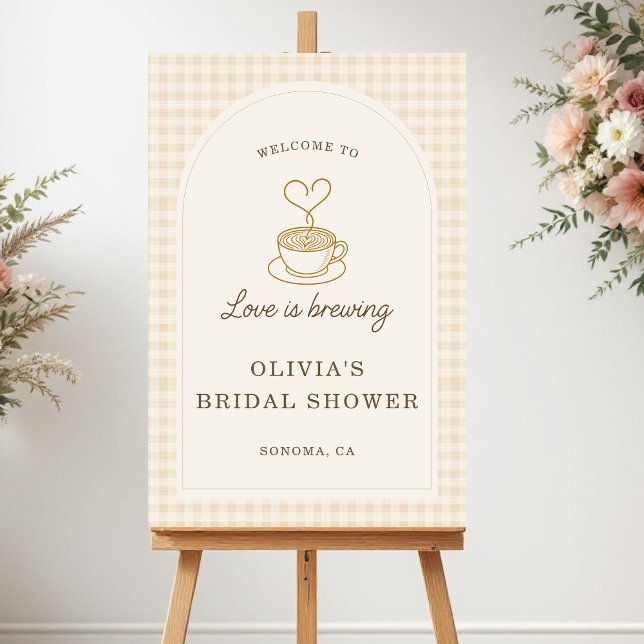 Gingham Love is Brewing Bridal Shower Welcome Sign (Creator Uploaded)