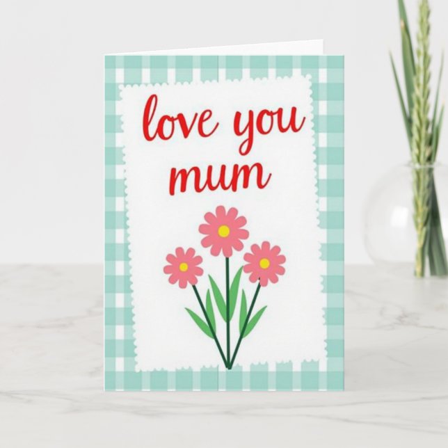 Gingham Love You Mum Card (Front)