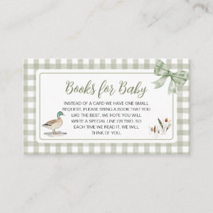 Gingham Mallard Duck Baby Shower Books for Baby Enclosure Card