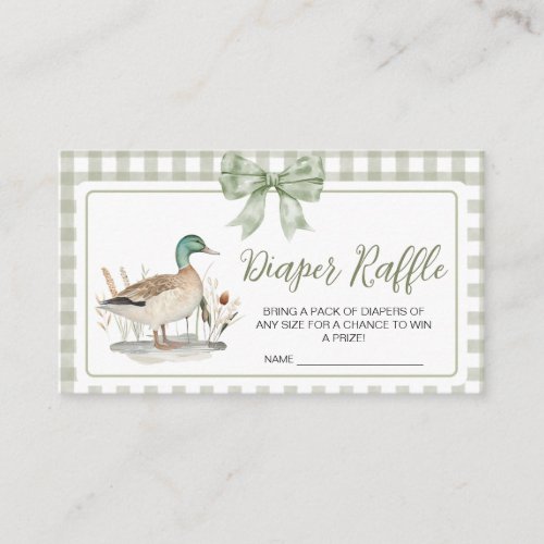 Gingham Mallard Duck Baby Shower Diaper Raffle
