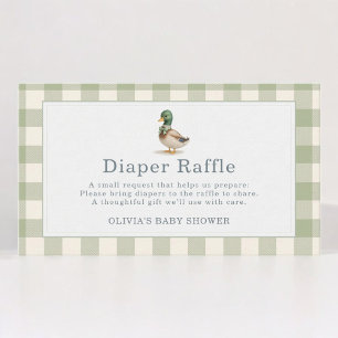 Gingham Mallard Duck Diaper Raffle  Enclosure Card