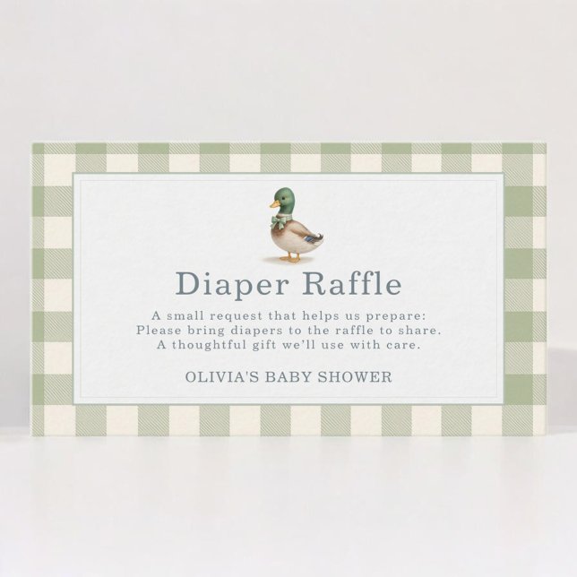 Gingham Mallard Duck Diaper Raffle  Enclosure Card (Creator Uploaded)