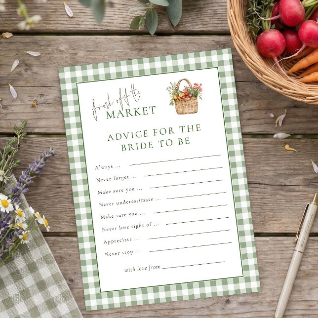 Gingham Market Advice for Bride Bridal Shower card (Creator Uploaded)
