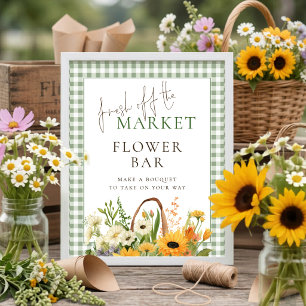 Gingham Market Flower Bar Sign Bridal Shower