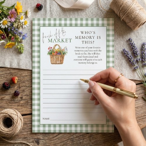 Gingham Market Who’s Memory Bridal Shower card