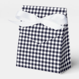 Gingham-Midnight Blue-Favor Box, Tent Favor Boxes
