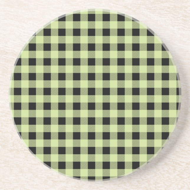 Gingham Mint and Black Coaster (Front)