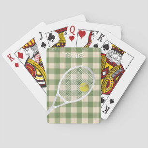Gingham Modern Tennis Ball White Racket Poker Cards