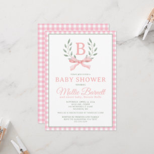 Gingham Monogram Baby Shower Invitation