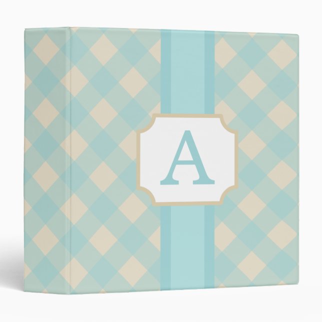 Gingham Monogram Kitchen Scrapbook School Binder (Front/Spine)