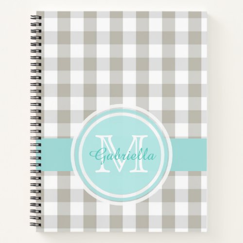 Gingham Monogram  Notebook