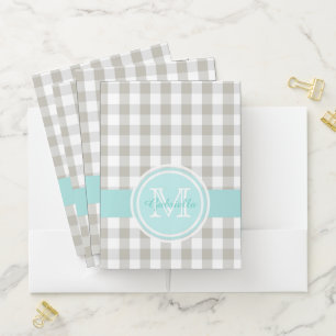 Gingham Monogram Pocket Folder