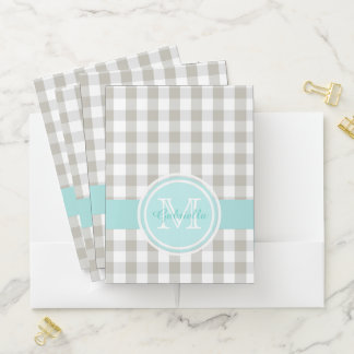 Gingham Monogram Pocket Folder