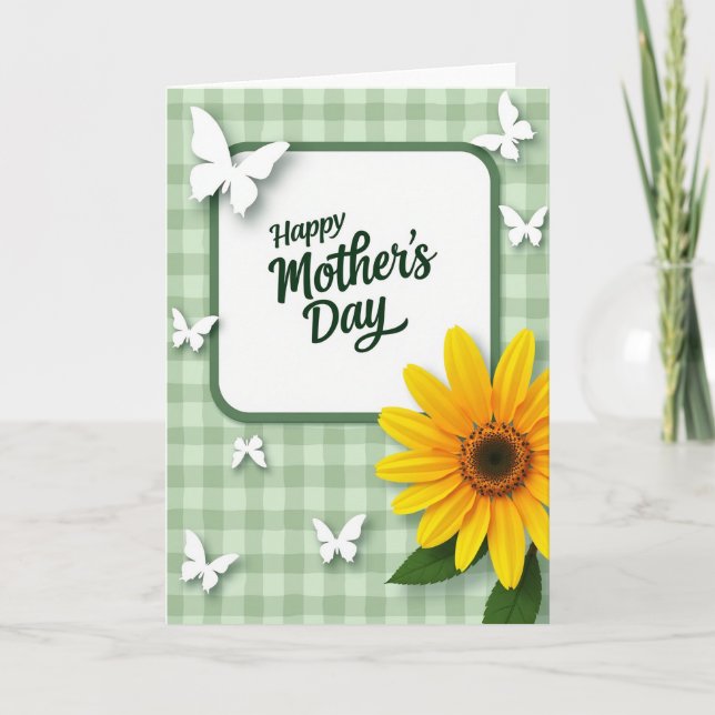 Gingham Mothers Day Greeting Card (Front)