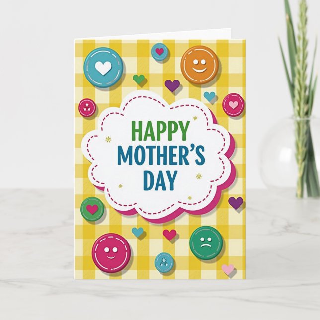 Gingham Mothers Day Heart Card (Front)