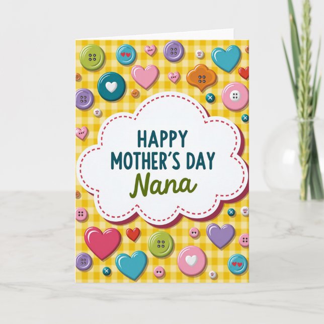 Gingham Mothers Day Nana Card (Front)