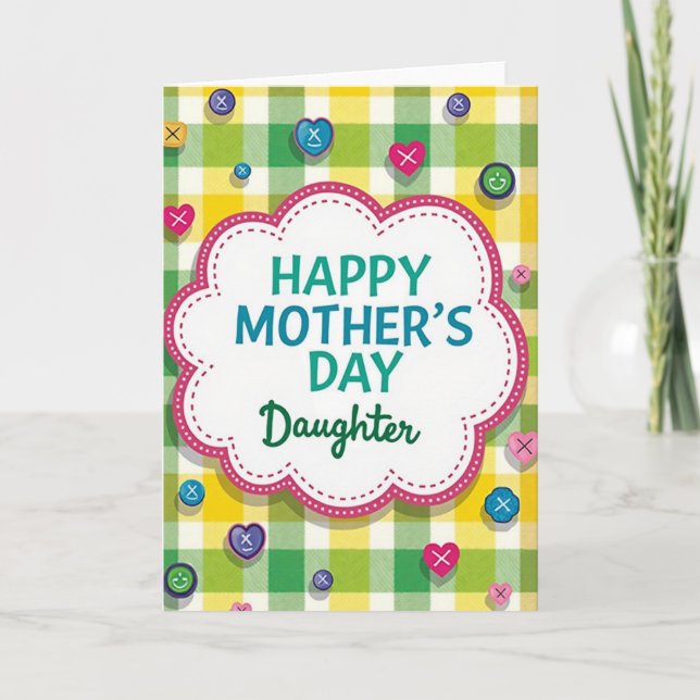 Gingham Mothers Day Smile Card (Front)