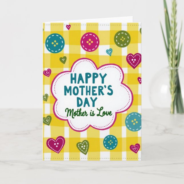 Gingham Mothers Love Hearts Card (Front)