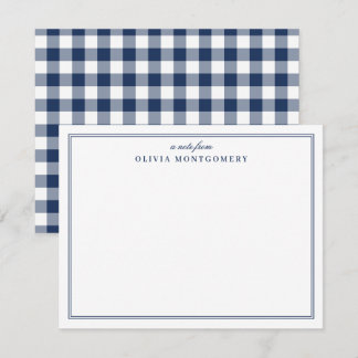 Gingham Navy Blue and White Personal Note Card