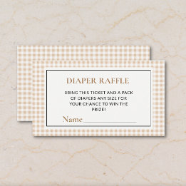 Gingham Neutral Diaper Raffle Tickets Baby Shower Enclosure Card