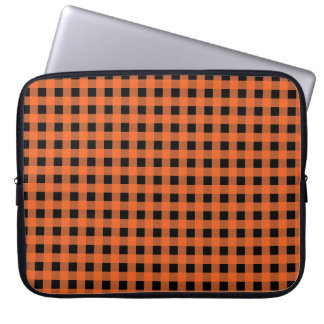 Gingham Orange and Black Laptop Sleeve