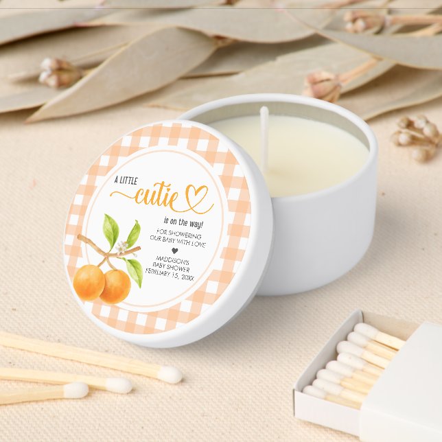 Gingham Orange Baby Shower Mini Candle Favors (Insitu)