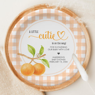 Gingham Orange Baby Shower Paper Plates