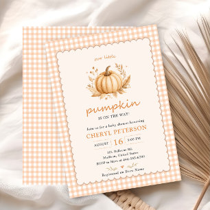 Gingham Our Little Pumpkin Baby Shower Invitation