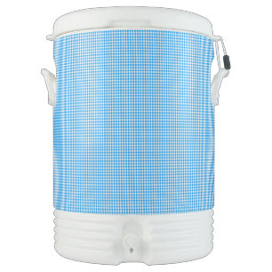 Gingham-Pastel Blue-White-IGLOO DRINK COOLER,10gal Cooler