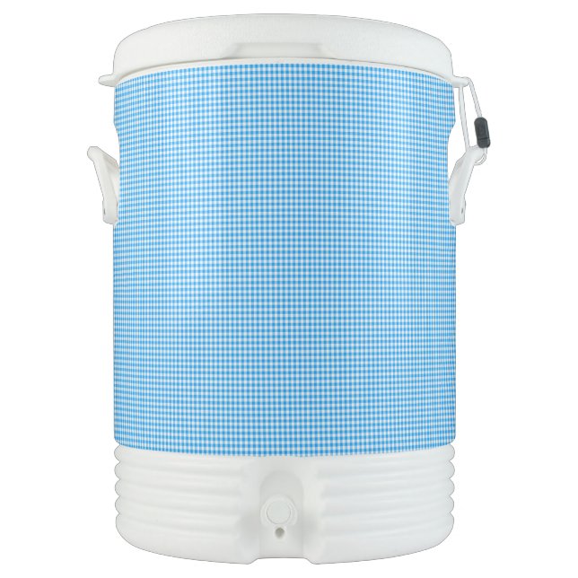 Gingham-Pastel Blue-White-IGLOO DRINK COOLER,10gal Cooler (Front)