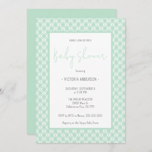 Gingham Pastel Mint Gender Neutral Baby Shower Invitation