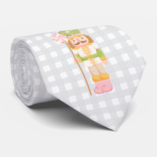 Gingham Pastel Nutcracker Monogram Neck Tie
