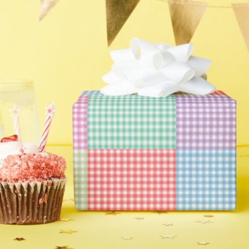 Gingham Patchwork Pattern Wrapping Paper