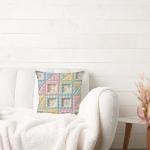 Gingham Patchwork Quilt Pattern Throw Pillow