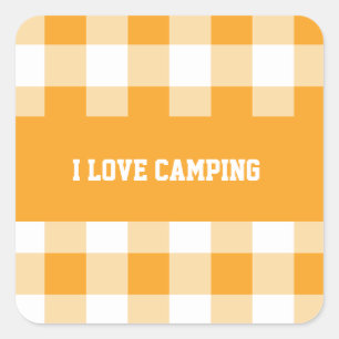 Gingham Pattern Button Square Sticker