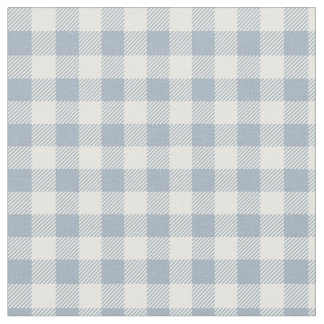 Gingham Pattern Coastal Checkered White Muted Blue Fabric