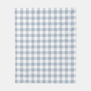 Gingham Pattern Coastal Checkered White Muted Blue Fleece Blanket