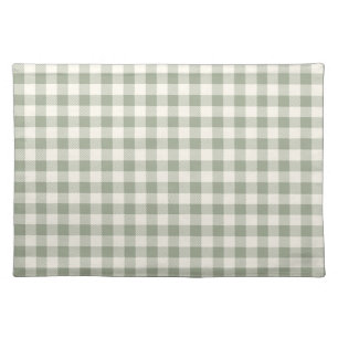Gingham Pattern Cottagecore Checkered Beige Sage Cloth Placemat