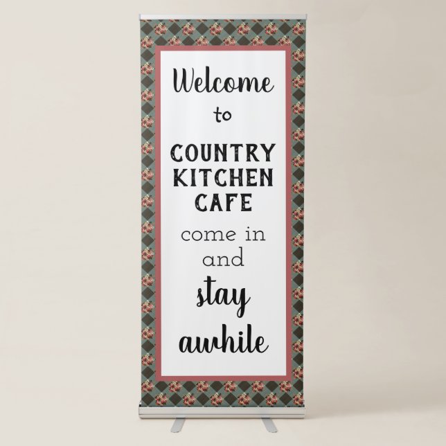 Gingham Pattern Country Style Retractable Banner (Front)