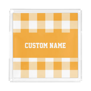 Gingham Pattern Custom Name  Acrylic Tray