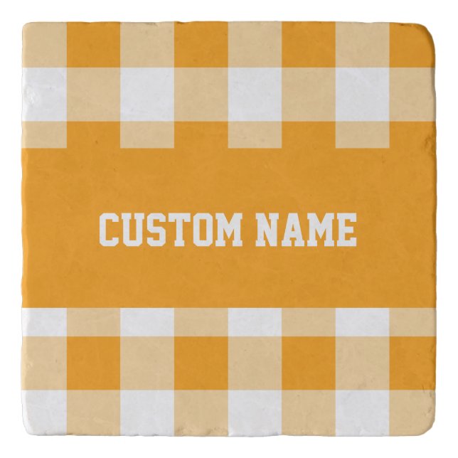 Gingham Pattern Custom Name  Trivet (Front)