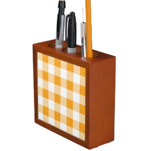 Gingham Pattern Desk Organizer