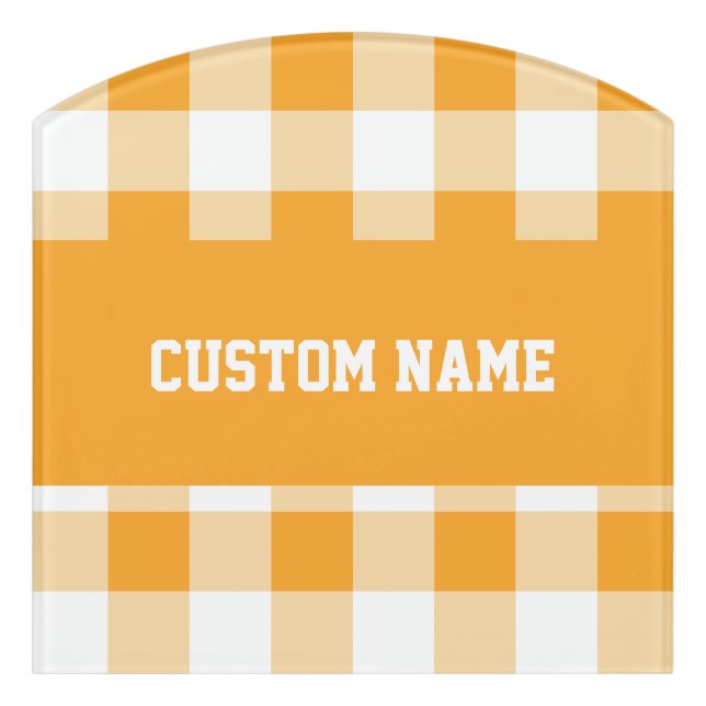 Gingham Pattern Door Sign (Contour Front)