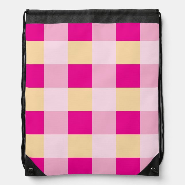 Gingham Pattern  Drawstring Bag (Front)