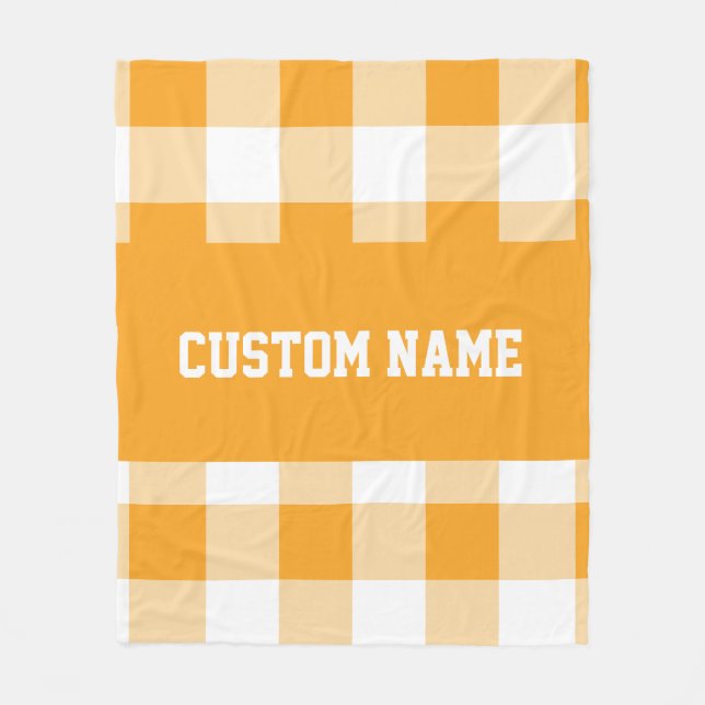 Gingham Pattern Fleece Blanket (Front)